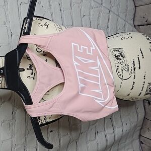 Nike Dri-Fit Logo Sports Bra Light Pink Size Small